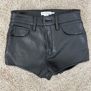 Good American Black Faux Leather Micro Shorts